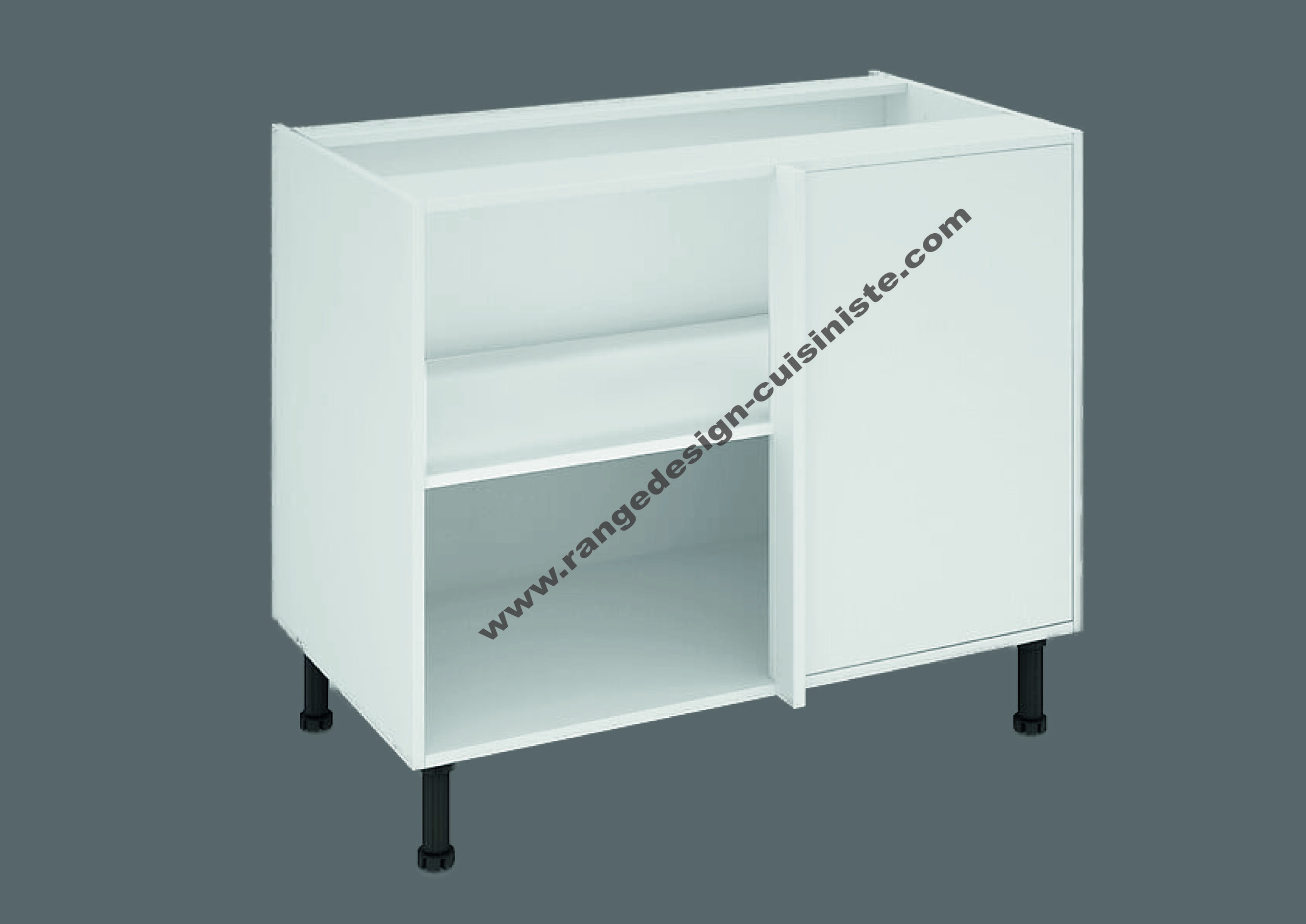Caisson cuisine bas angle blanc L 100 x H 70 x P 56 cm