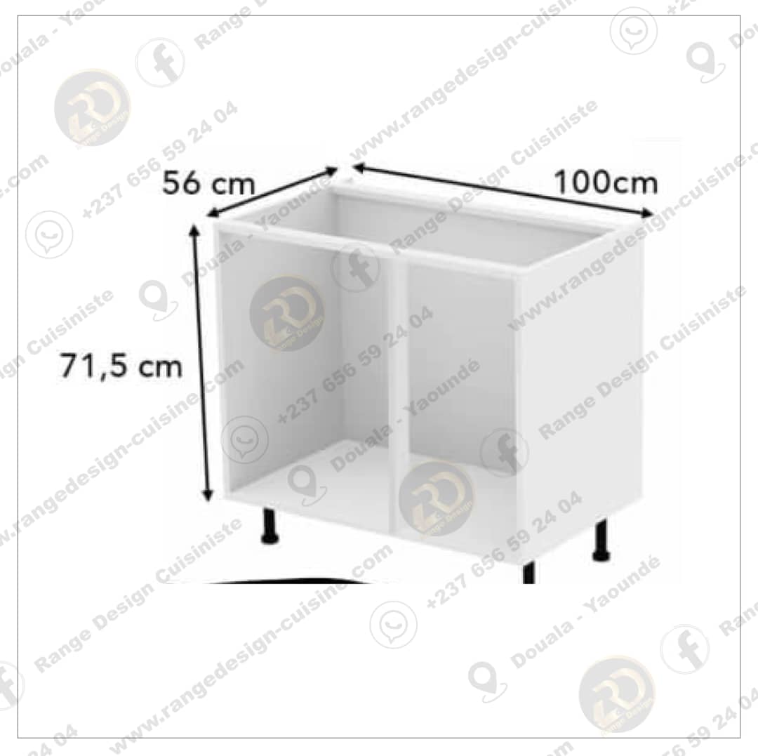 Caisson cuisine bas angle blanc L 100 x H 70 x P 56 cm – Image 6