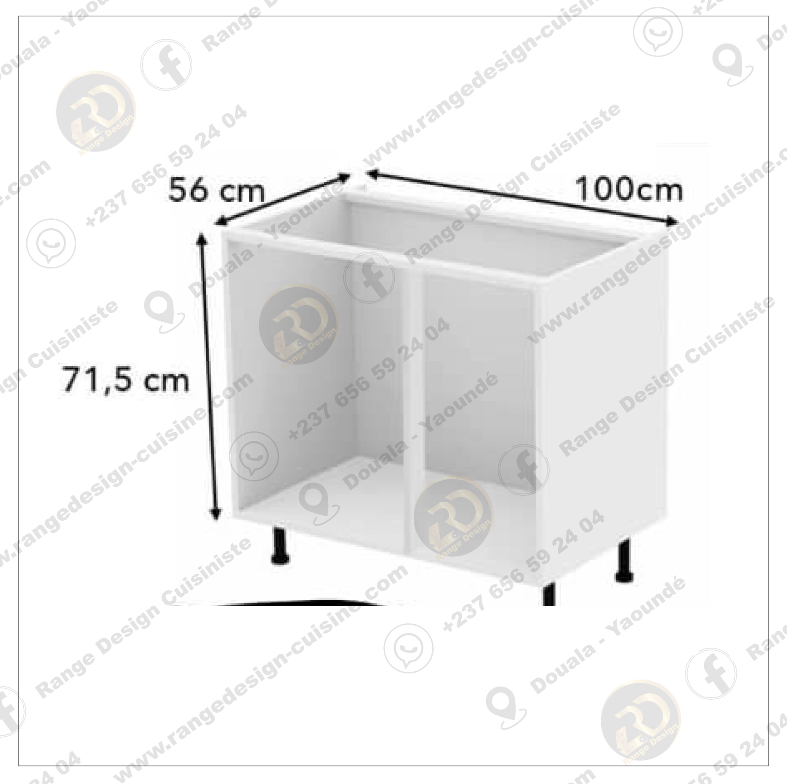 Caisson cuisine bas angle blanc L 100 x H 70 x P 56 cm – Image 4
