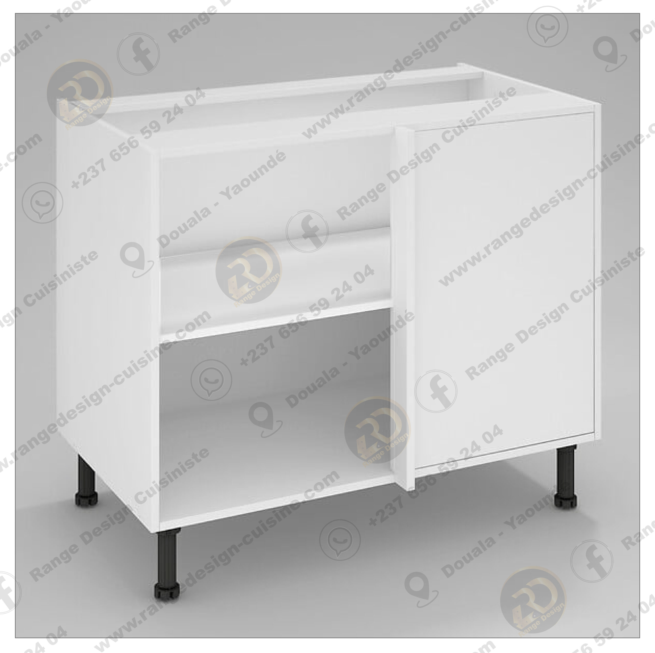 Caisson cuisine bas angle blanc L 100 x H 70 x P 56 cm – Image 3