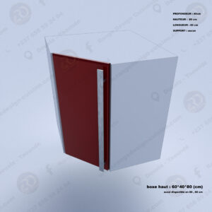 Meuble de cuisine haut d'angle laqué 1 porte 2 étagères L 60 x 60 x H 72 cm