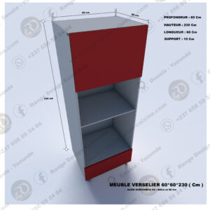 Meuble de cuisine modulaire gris et rouge