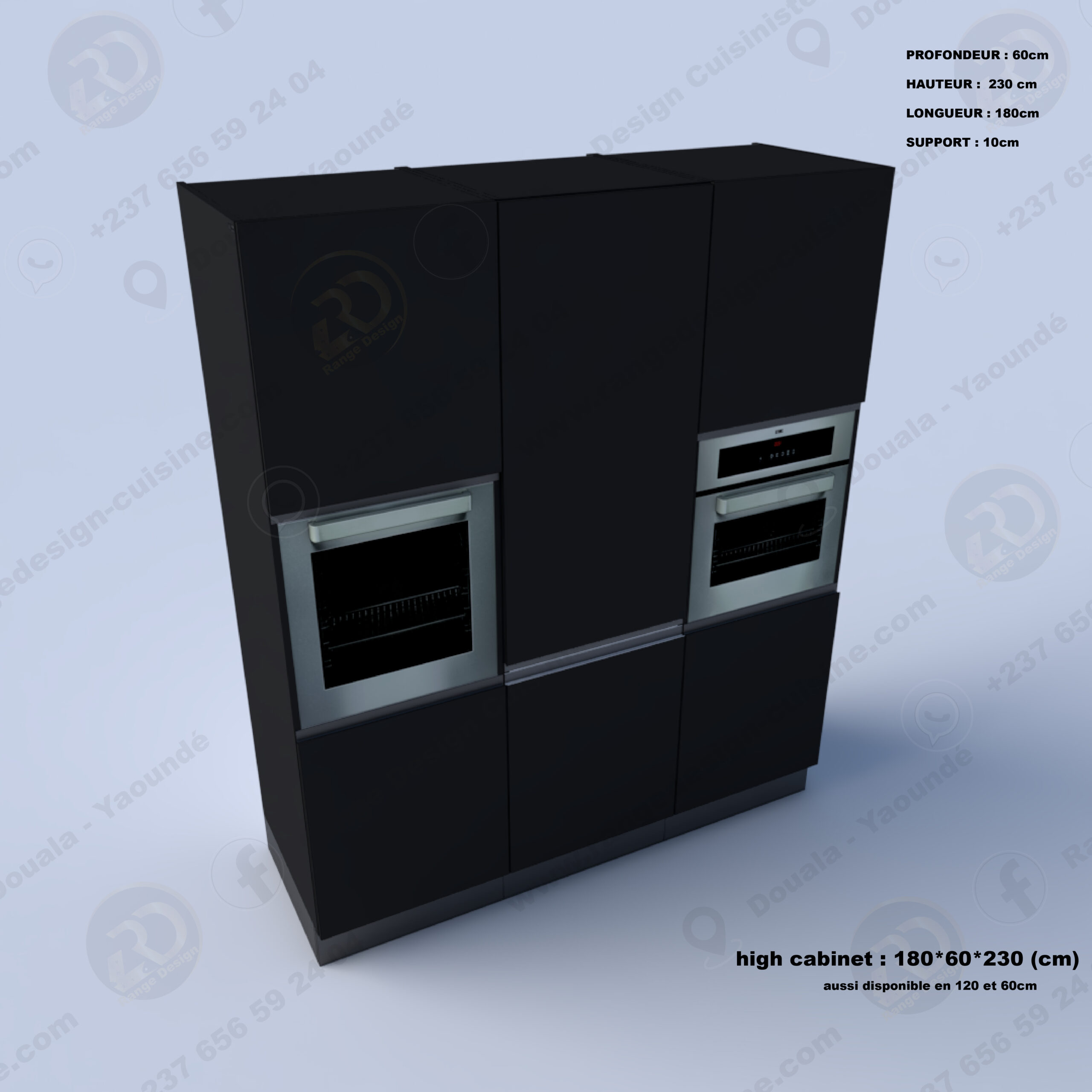 Armoire de Cuisine Haute Intégrée « Obsidienne »