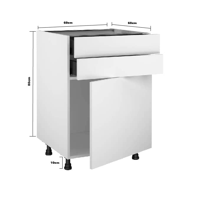 Meuble-bas-de-cuisine-vienne-noir-1-porte-et-2-tiroirs (blanc ou Noir) – Image 2