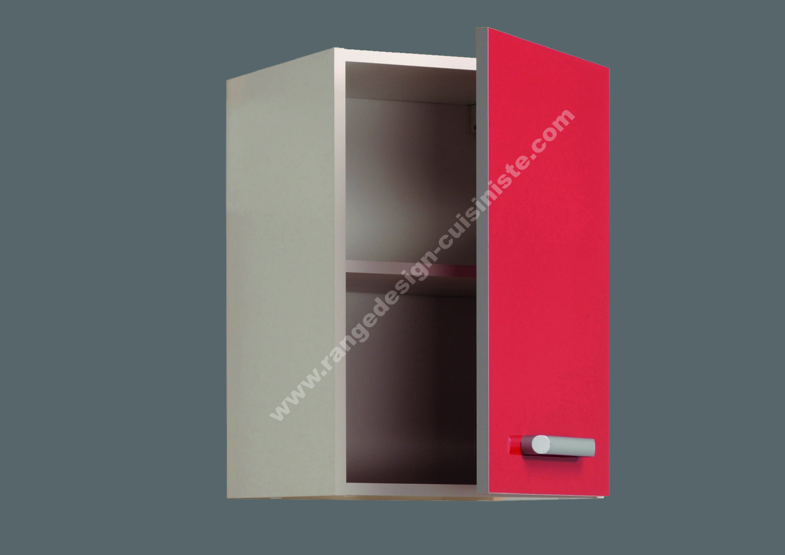 Meuble haut de cuisine contemporain Jackie à une porte noire, grise ou rouge brillant. – Image 2