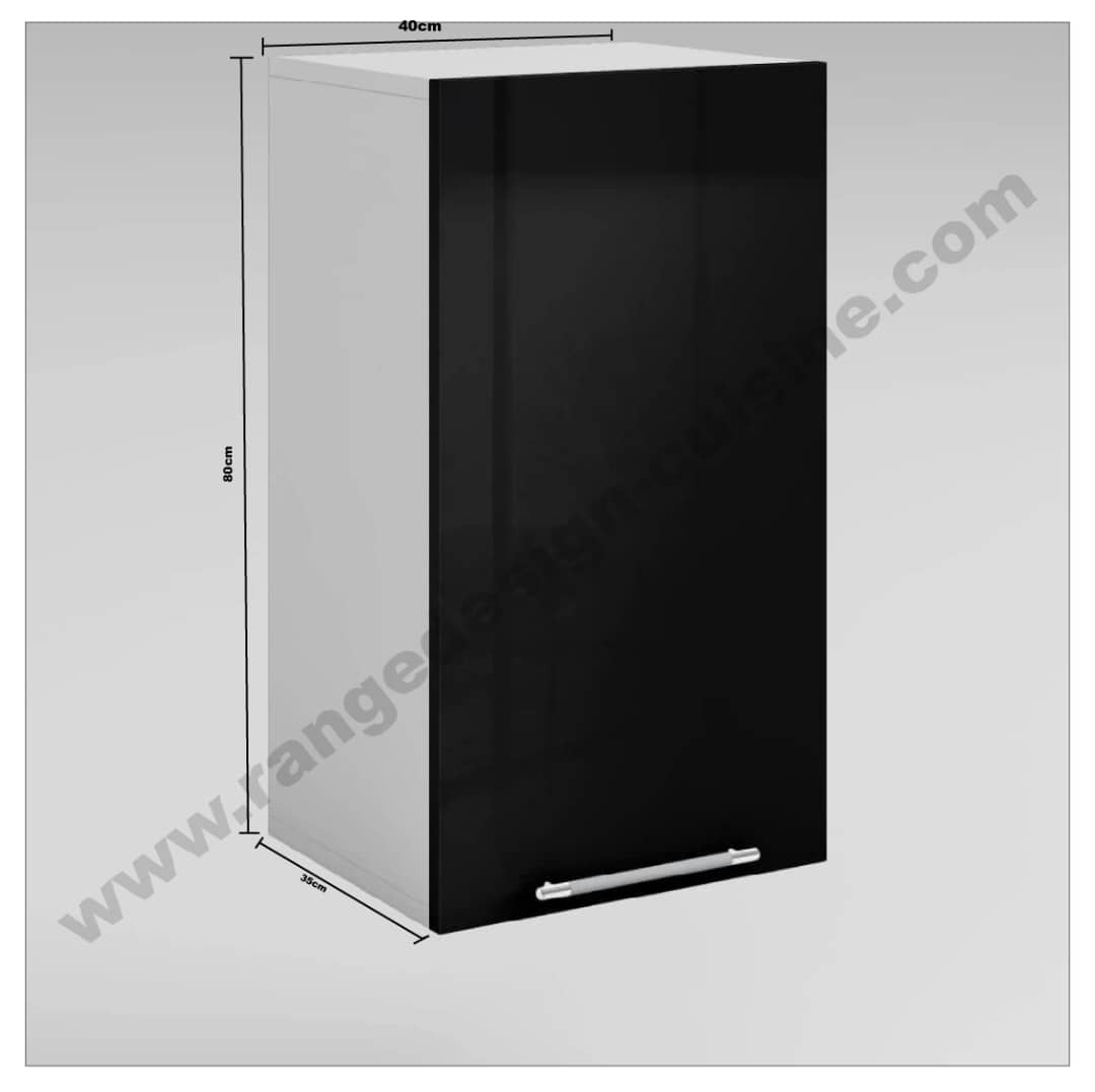 Meuble haut de cuisine contemporain Jackie à une porte noire, grise ou rouge brillant. – Image 3