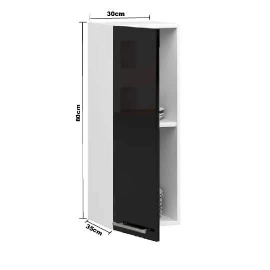 Meuble haut de cuisine contemporain Jackie à une porte noire, grise ou rouge brillant. – Image 5
