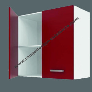 Meuble haut de cuisine Ultra L 60 cm, rouge mat, en panneaux de particules mélaminés avec des poignées en plastique