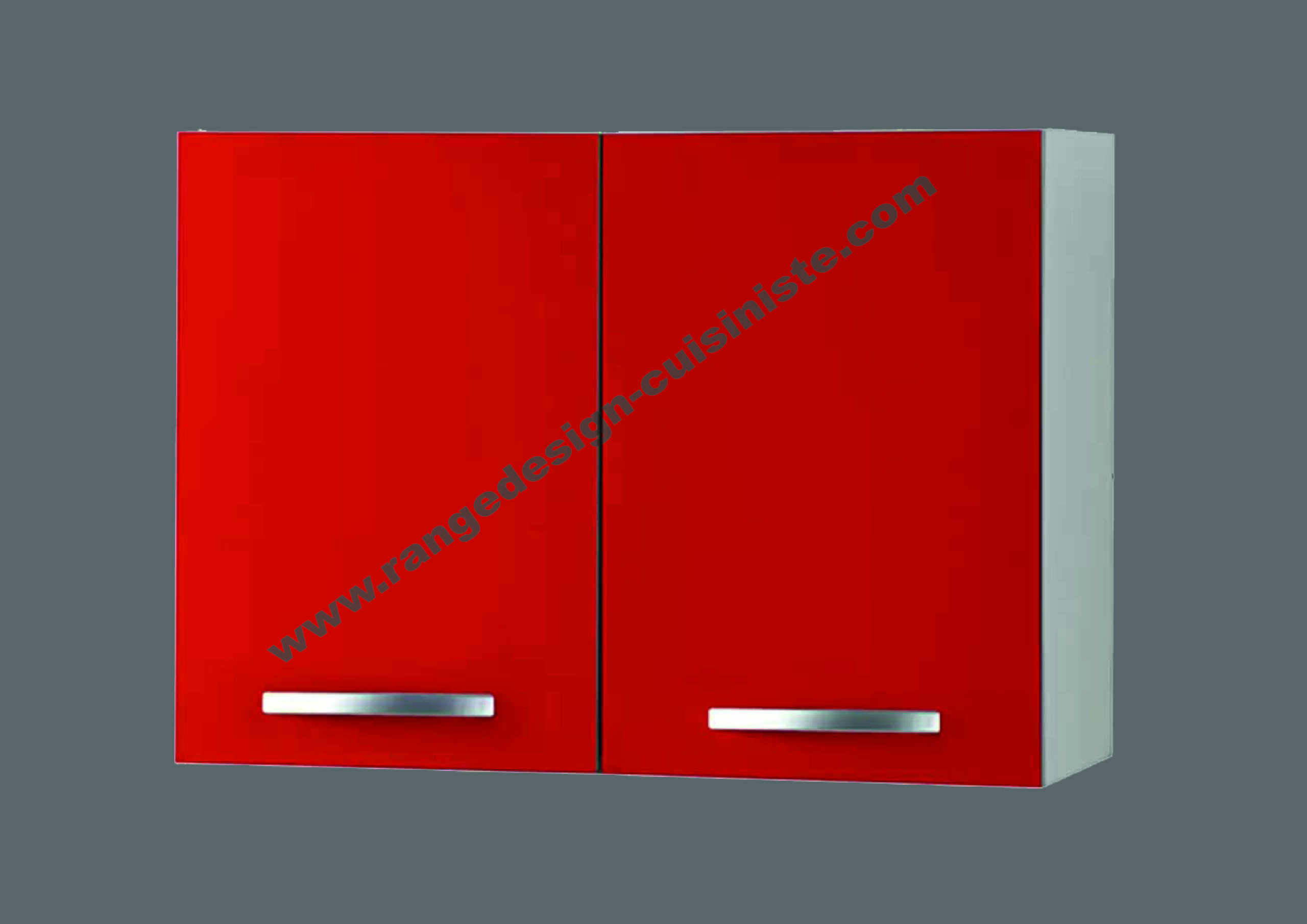 Meuble haut de cuisine Ultra L 60 cm, rouge mat, en panneaux de particules mélaminés avec des poignées en plastique – Image 4