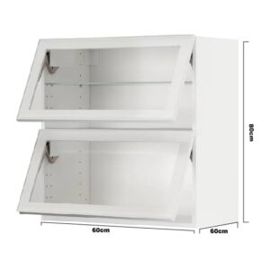 Meuble mural horizontal IKEA METOD avec 2 portes vitrées, blanc/Hejsta verre transparent blanc, 80x60x60 cm.
