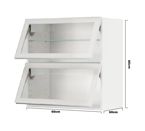 Meuble mural horizontal IKEA METOD avec 2 portes vitrées, blanc/Hejsta verre transparent blanc, 80x60x60 cm.