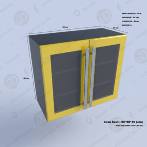 armoire de garage flottante Eiffel Manhattan Comfort en noir mat et jaune.