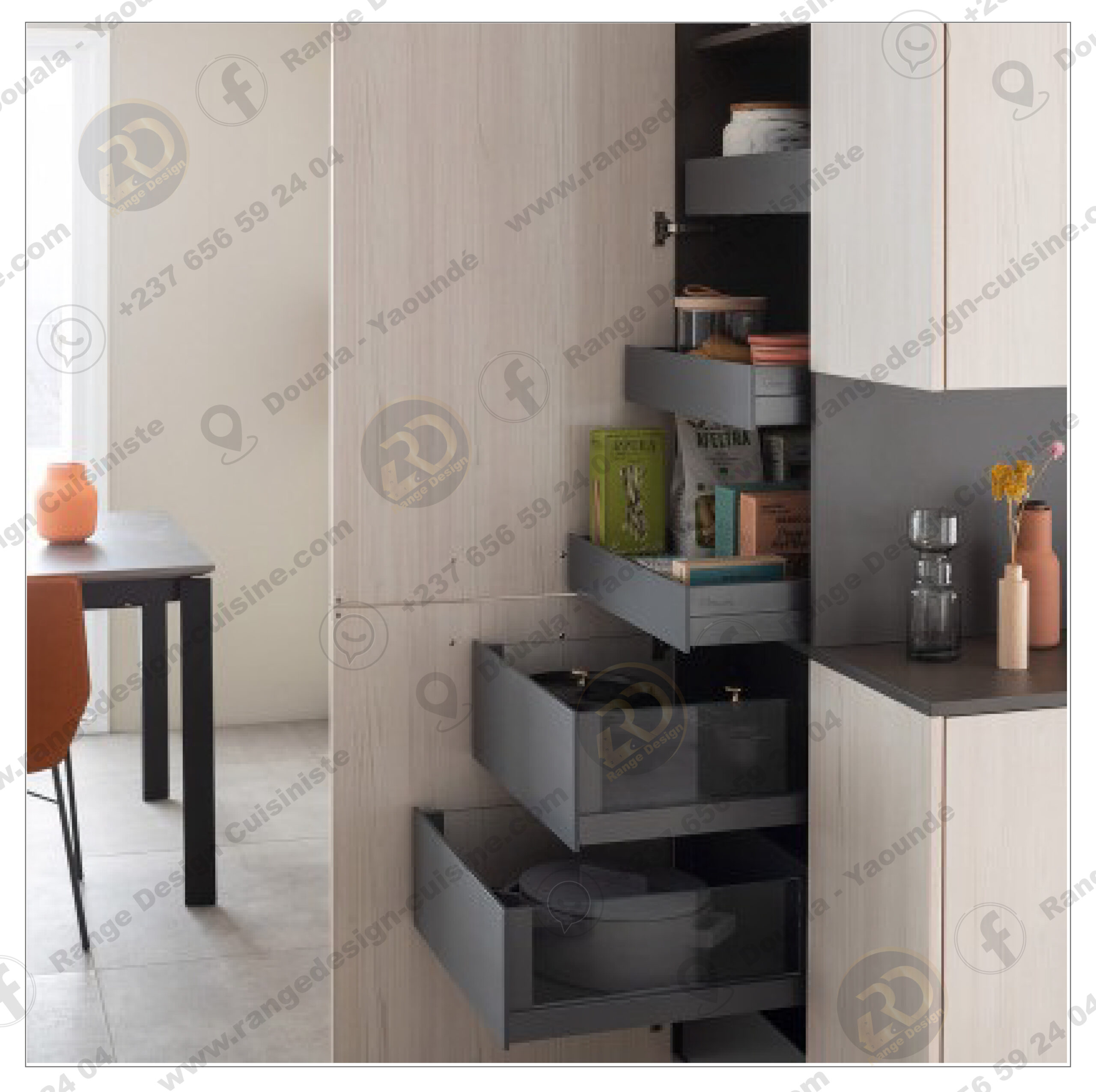 Armoires de cuisine avec tiroirs à l’anglaise