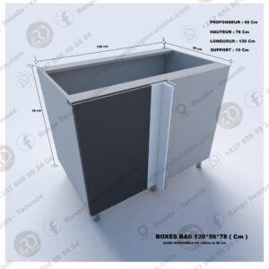 Meuble bas d'angle haaus Karo, Anthracite/Blanc, 98 x 50 x 80 cm