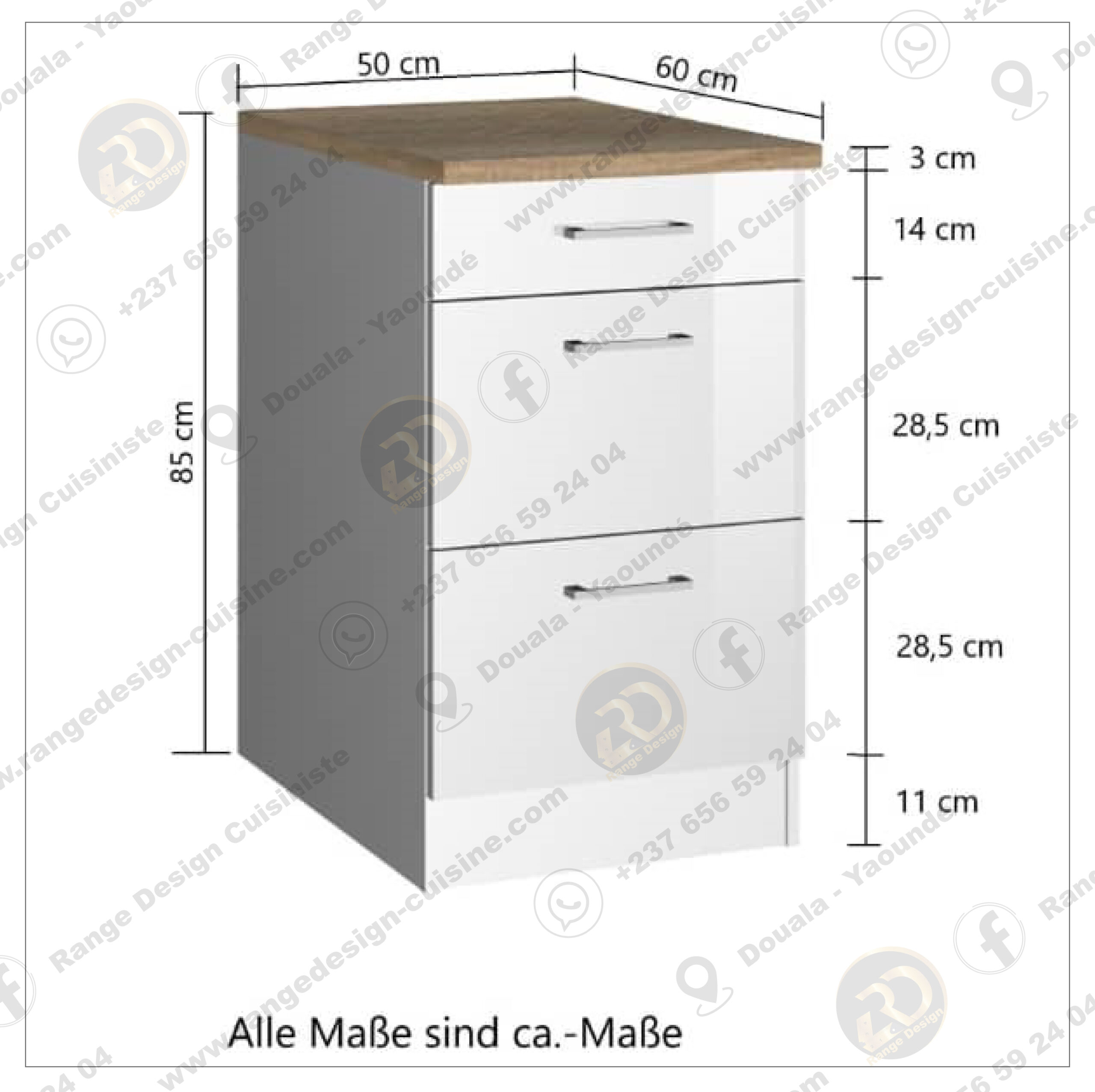 Meuble Bas Cuisine 50 Cm Largeur Armoire Cuisine VCM 50cm – Image 2
